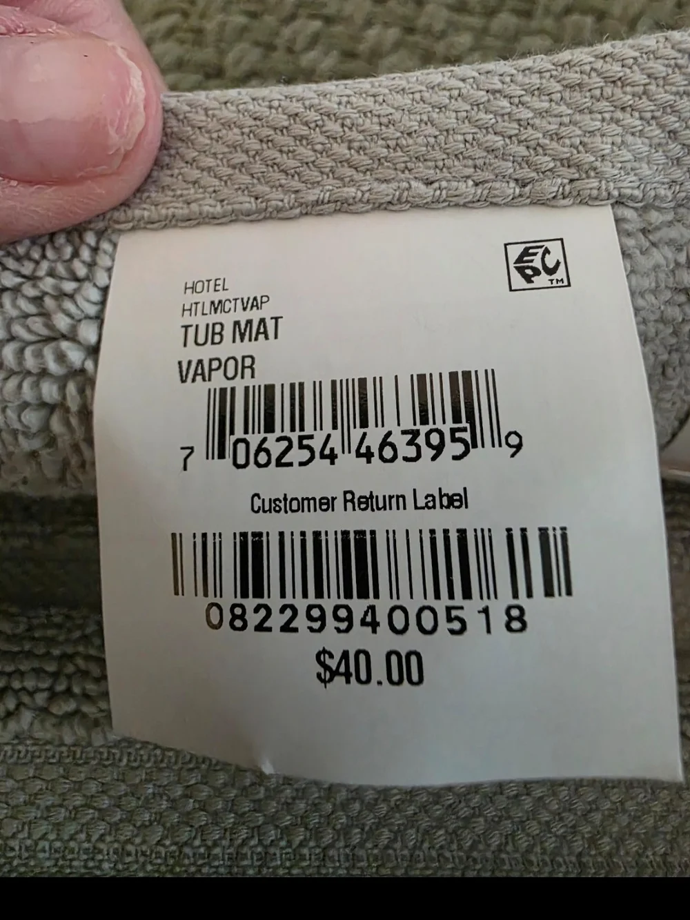 Micros Ultimate Micro Cotton Tub Mat - Light Gray